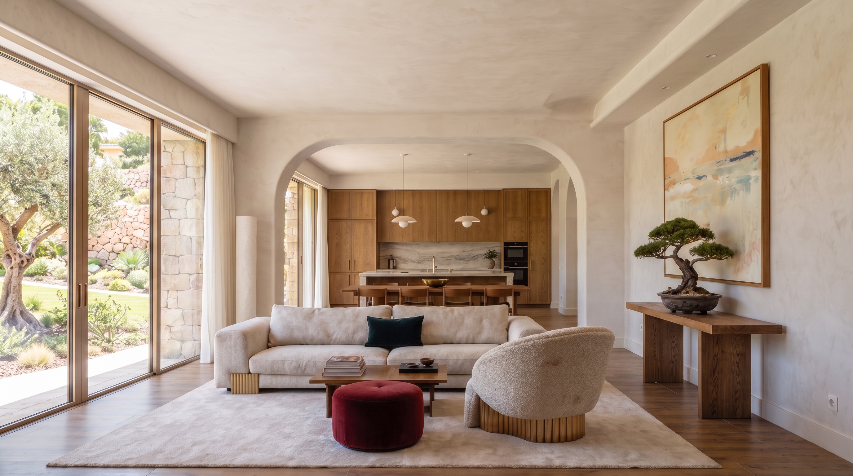 A Meshronix show-home living space by day, warm and unhurried